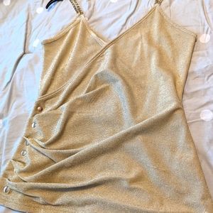 Shimmery gold wrap top